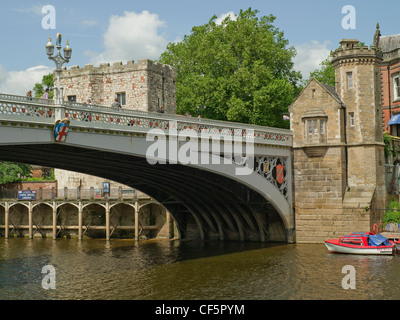 Lendal Bridge spanning the Rver Ouse by Lendal Tower. The bridge was opened in 1863 replacing a ferry service. Stock Photo