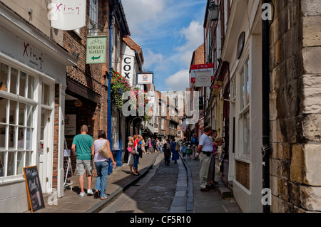 People shopping in the Shambles, thought by many to be Europe's best preserved medieval street. Stock Photo