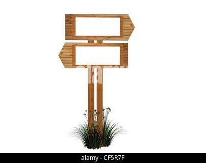 Two 3d retro wooden arrow - index on a column Stock Photo