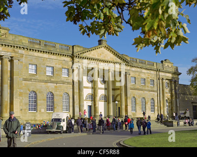 Tourists and visitors queuing for ice cream from a van outside Castle Museum 'one of Britain's leading museums of everyday life' Stock Photo