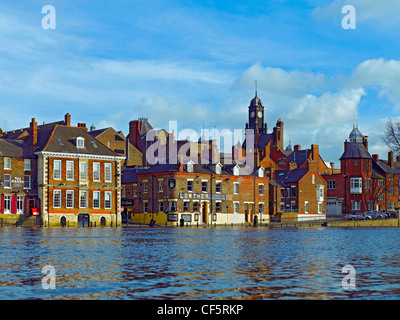 The River Ouse in flood at Kings Staith. Stock Photo