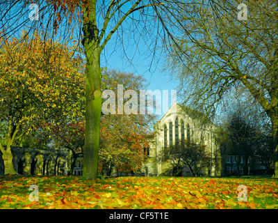 13th century York Minster Library from Deans Park in autumn. Stock Photo