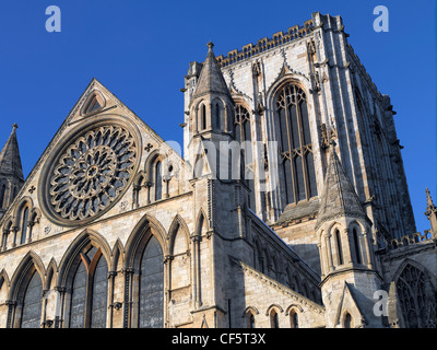 The Rose Window in the South Transept of York Minster. Stock Photo