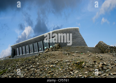 The new cafe and visitors centre at the summit of Mount Snowdon, the highest mountain in England and Wales. Stock Photo