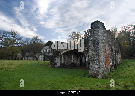 The ruins of Waverley Abbey, the first Cistercian abbey in England, founded in 1128 by William Giffard, Bishop of Winchester. Stock Photo