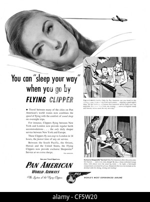 Pan American airline advert in 1947, published in the UK Stock Photo