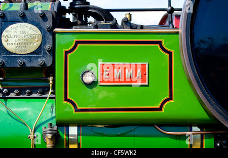Close up of a steam traction engine on display at the Ringmer Steam & Country Show. Stock Photo