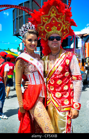 People celebrating Carnival in Aruba Stock Photo