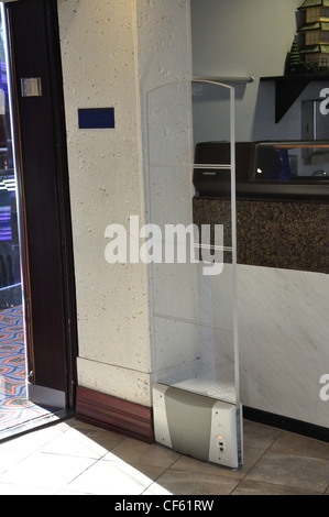 Cruise ship security tower aka security pillar at store exit - protection from theft Stock Photo