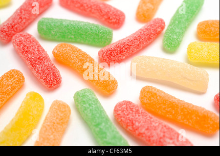 Multi coloured fizzy jelly tubes Stock Photo