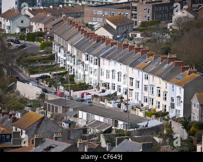 View over rooftops in the village of Fortuneswell, the gateway to the Isle of Portland. Stock Photo