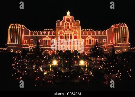 Illuminated building at the time of Diwali, the hindu festival of lights ( India) Stock Photo