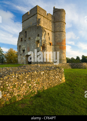 The twin towered gatehouse, all that remains of Donnington Castle, built by Richard Abberbury the Elder in 1386. Stock Photo