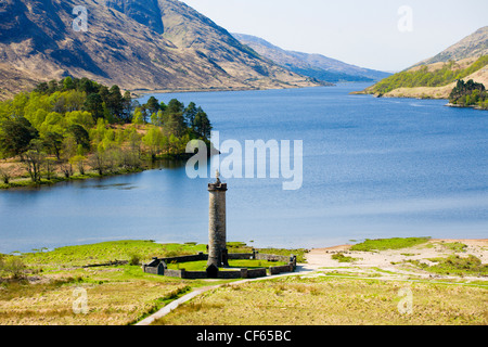 The Glenfinnan Monument situated at the head of Loch Shiel, erected in 1815 to mark the place where Prince Charles Edward Stuart Stock Photo