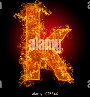 Fire small letter K on a black background Stock Photo