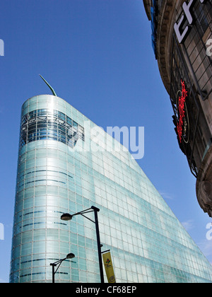 View looking up towards the Urbis Centre in Manchester. Stock Photo