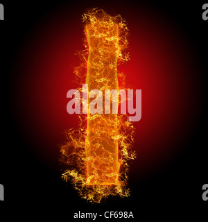 Fire small letter L on a black background Stock Photo