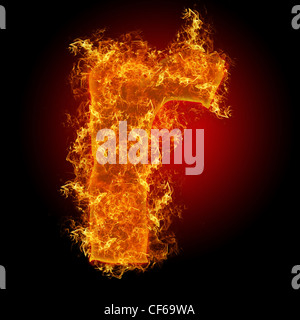 Fire small letter R on a black background Stock Photo