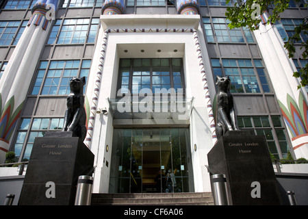 Main entrance to Greater London House. Stock Photo