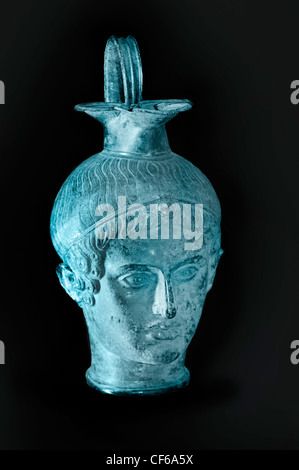 Perfume vase shaped female head bronze 3 Century BC Etruscan Italy Stock Photo