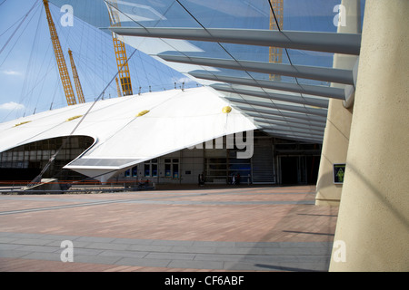 Exterior view of the front entrance to the O2 arena in Greenwich. Stock Photo