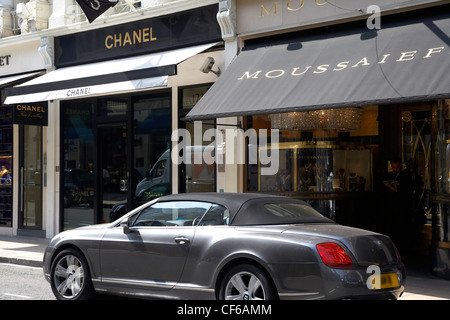 Exterior view of prestige shop fronts on Bond Street in London. Stock Photo