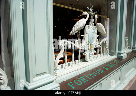 Exterior view of the window of Fortnum and Masons department store in London. Stock Photo