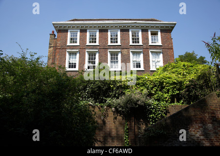 Looking up to the front of Burgh Museum at Hampstead in London. Stock Photo