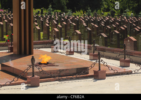 MOSCOW JUNE 23 Eternal flame at Military Memorial Preobrazhenskoye cemetery June 23 2010 Moscow Russia biggest Moscow military Stock Photo