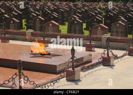 MOSCOW JUNE 23 Eternal flame at Military Memorial Preobrazhenskoye cemetery June 23 2010 Moscow Russia biggest Moscow military Stock Photo