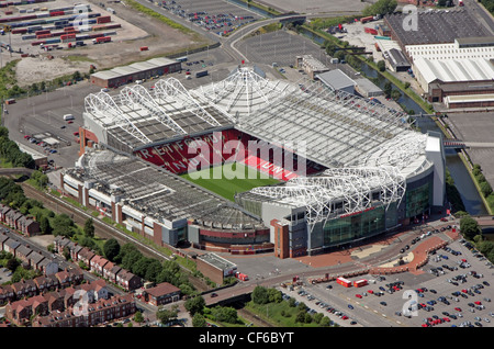 Aerial view of Manchester United FC Old Trafford Stadium Stock Photo