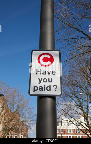 Congestion charge signage in Central London. Stock Photo