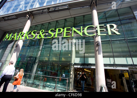 The front of a Marks & Spencer store in the City of London. Stock Photo