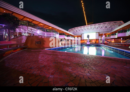 PERSIAN GULF APRIL 14: Swimming pool in deck Costa Deliziosa newest Costa cruise ship April 14 2010 in Persian Gulf. Stock Photo