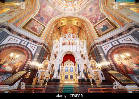 Altar inside Cathedral of Christ the Saviour in Moscow, Russia Stock Photo