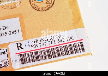 Registered mail from Hong Kong Stock Photo