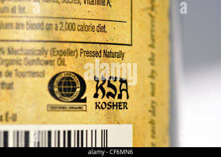 Kosher sign on food package Stock Photo