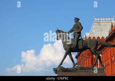 Monument to Marshal of  Soviet Union Georgy Konstantinovich Zhukov (Manege Square, Moscow, Russia ) Stock Photo