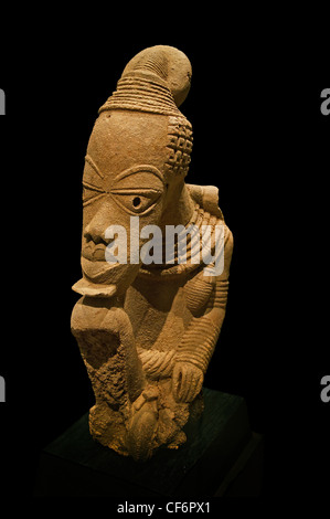 Character laying one's chin on one's knee Nok sculpture Terracotta  before 6th cent BC Nigeria Africa Stock Photo