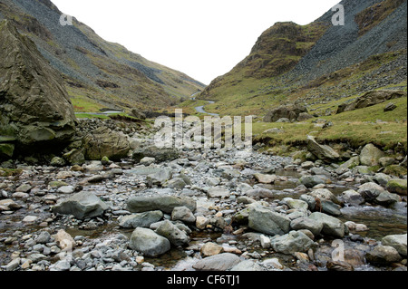 View from the river at Honister Pass, Lake District, Cumbria, UK Stock Photo