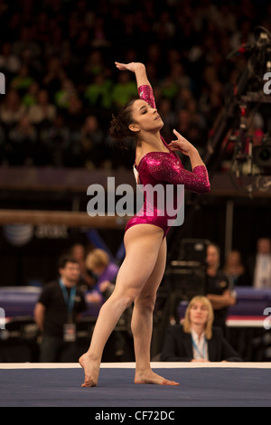 Alexandra Raisman (USA) competes in the floor exercise event at the 2012 American Cup Gymnastics Stock Photo