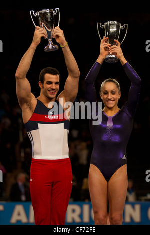 Danell Leyva (left) and Jordyn Wieber winners of the 2012 American Cup Gymnastics Stock Photo