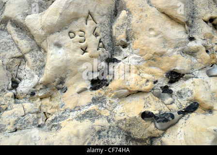 Grafitti, Seaford Beach Head, GB. Stock Photo