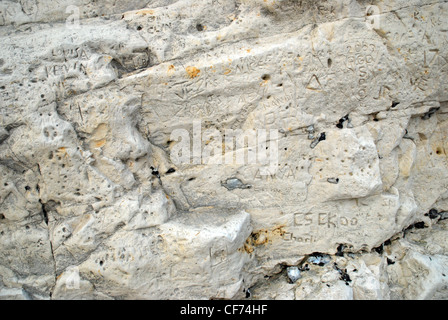 Grafitti, Seaford Beach Head, GB. Stock Photo