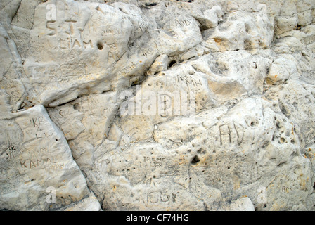 Grafitti, Seaford Beach Head, GB. Stock Photo