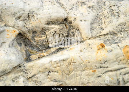 Grafitti, Seaford Beach Head, GB. Stock Photo