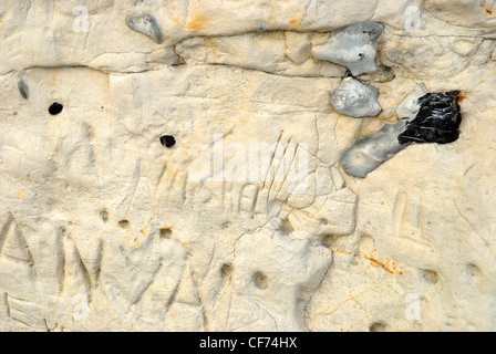 Grafitti, Seaford Beach Head, GB. Stock Photo