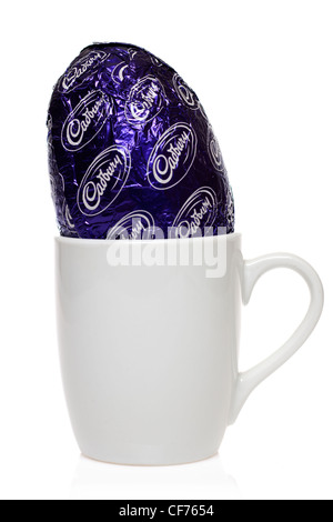 Cadbury Easter Egg in a plain white mug Stock Photo