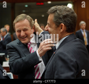 enda kenny nicolas sarkozy european council hands Stock Photo