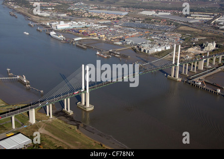 Aerial view QE2 bridge, M25 Essex Kent link Stock Photo